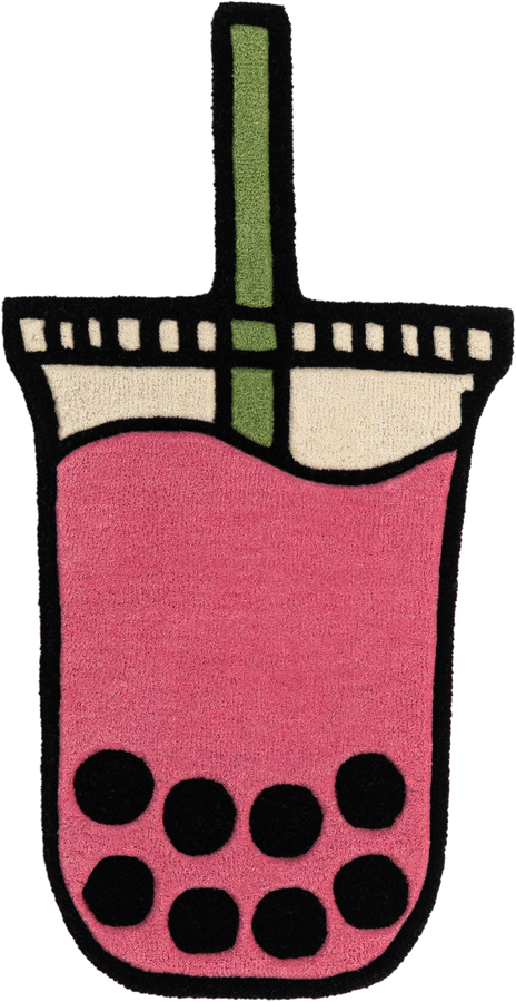 Pink Happy Rugs Boba Tea Wool Freeform