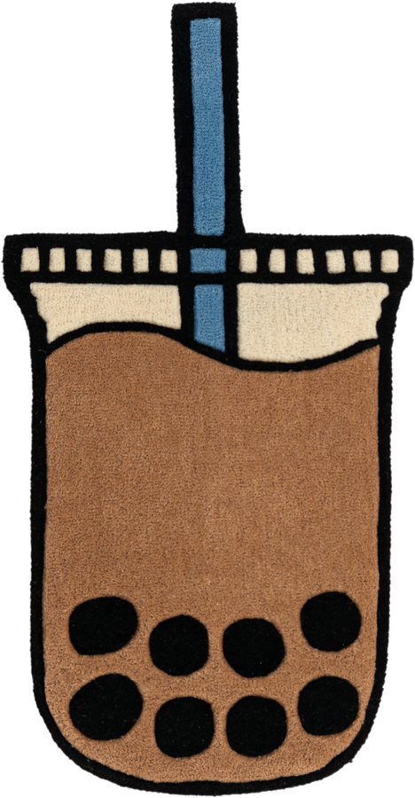 Tan Happy Rugs Boba Tea Wool Freeform