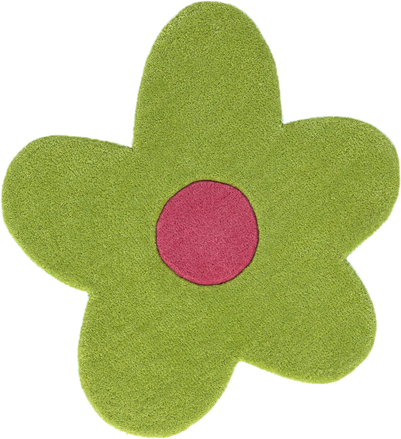 Green Happy Rugs Funky Flower Wool Round