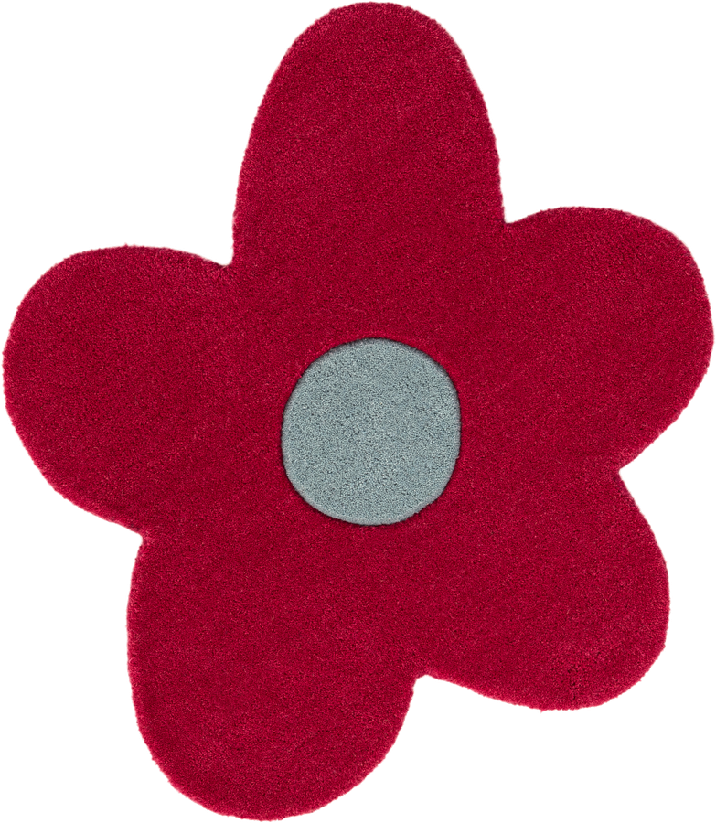 Magenta Happy Rugs Funky Flower Wool Round