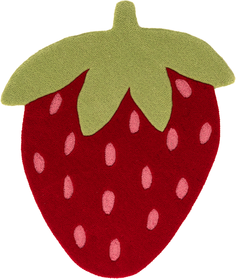 Red Happy Rugs Strawberry Wool Square